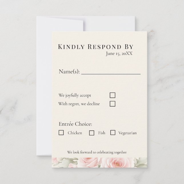 Whispered Petals Elegant Minimalist Wedding OSA Kort (Framsida)
