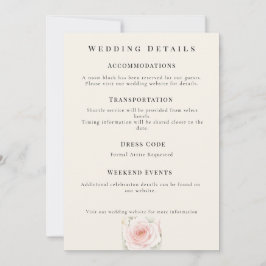 Whispered Petals Minimalist Wedding Details Card Inbjudningar