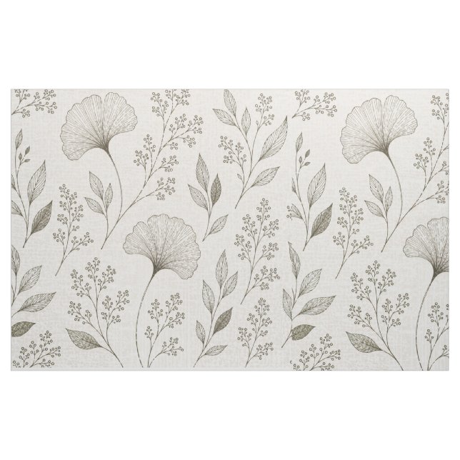Whispering Botanicals Tyg | Oliv Ginkgo Blommig (Yard)