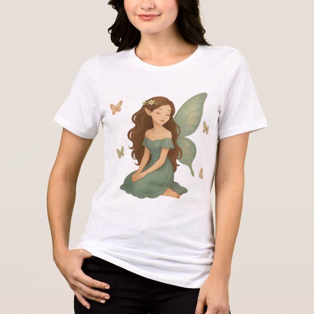Whispering Fairy Dream surrounded by butterflies T Shirt (Framsida)