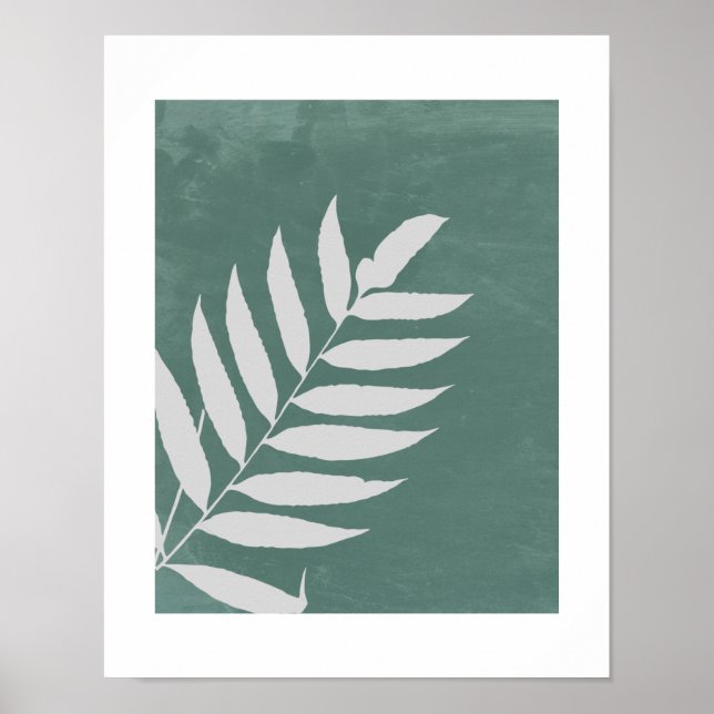 "Whispering Fern" - Ett minimalistiskt vitt Fern L Poster (Framsidan)
