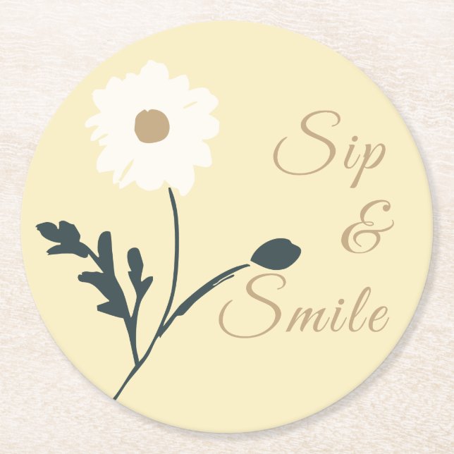 Whispering Meadow - Butter Yellow Daisy Accent Underlägg Papper Rund (Framsidan)