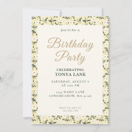 Whispering Meadow - Butter Yellow Floral Border Inbjudningar