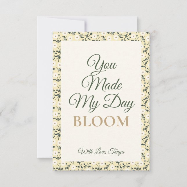 Whispering Meadow - Butter Yellow Floral Border Tack Kort (Framsida)