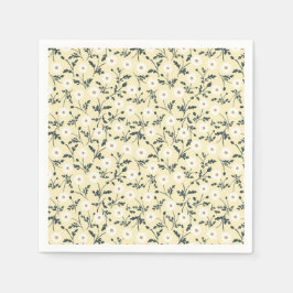 Whispering Meadow - Butter Yellow Floral Pattern Pappersservett