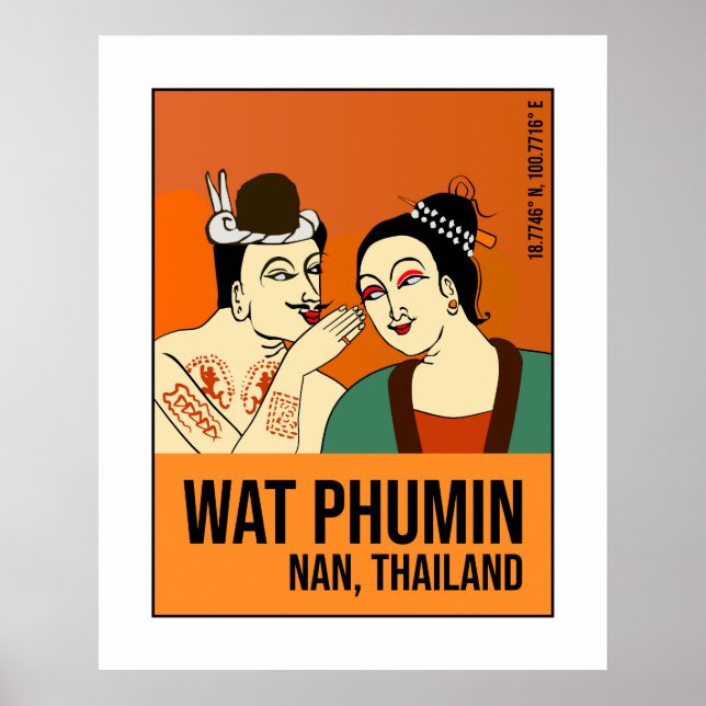 Whispering Mural, Nan, Thailand Travel Poster (Framsidan)