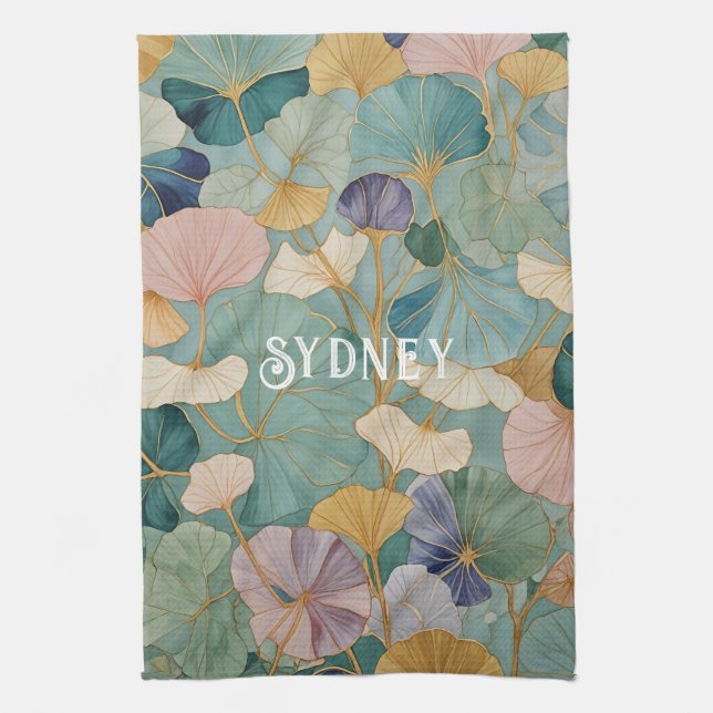 Whispering Pastel Gingko Kökshandduk (Vertikal)