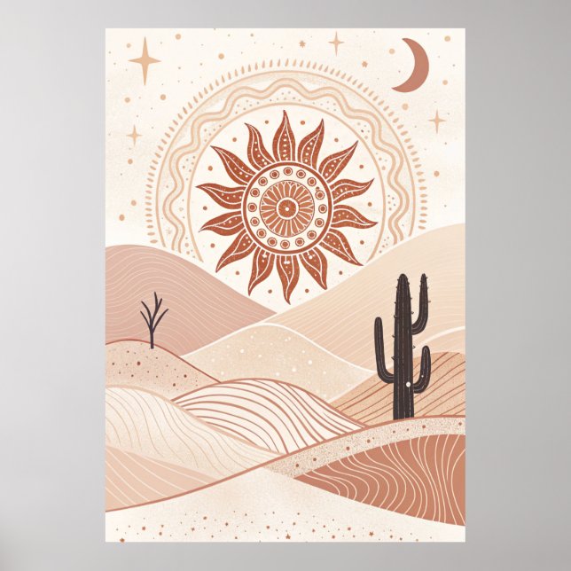 Whispering Sands: A Mandala Sunrise Poster (Framsidan)