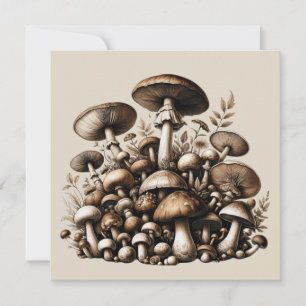 Whispering Skogen: Seamless Mushroom Mönster Colle Inbjudningar