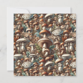 Whispering Skogen: Seamless Mushroom Mönster Colle Inbjudningar