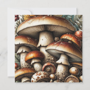Whispering Skogen: Seamless Mushroom Mönster Colle Inbjudningar