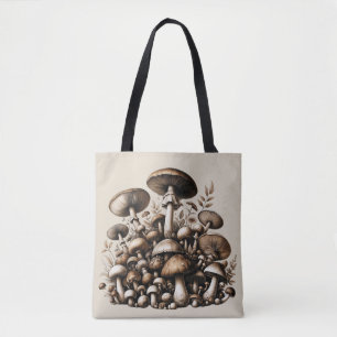Whispering Skogen: Seamless Mushroom Mönster Colle Tygkasse