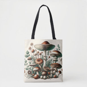 Whispering Skogen: Seamless Mushroom Mönster Colle Tygkasse