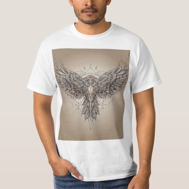 "Whispering Vingar: Futuristiska Bra Line Tattoo" T Shirt (Framsida)