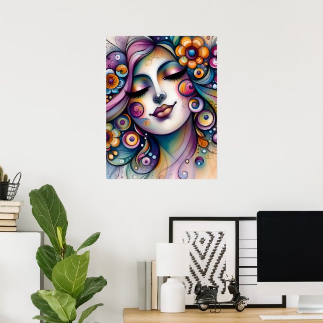 Whispering Whimsical Woman Wall Art Poster (Hemmakontoret)