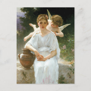 Whisperings of Kärlek, First Reverie by Bouguereau Vykort