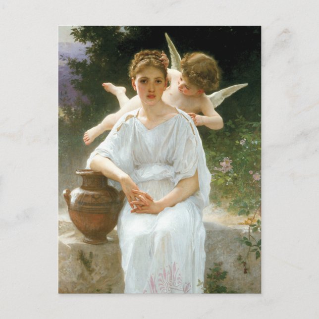 Whisperings of Kärlek, First Reverie by Bouguereau Vykort (Framsida)