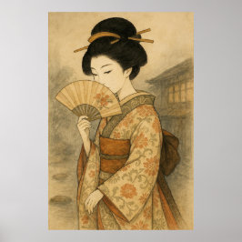 Whispers Behind the Fan: Geisha in Stillness Poster
