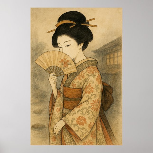 Whispers Behind the Fan: Geisha in Stillness Poster (Framsidan)