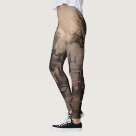 Whispers in the Mörk: Terrifying Cemetery Ambience Leggings