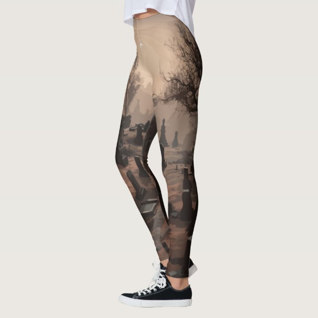 Whispers in the Mörk: Terrifying Cemetery Ambience Leggings (Vänster)