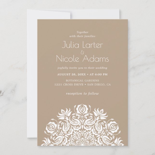 Whispers Lake Swan Lotus Flowers Mandala Wedding Inbjudningar (Framsida)