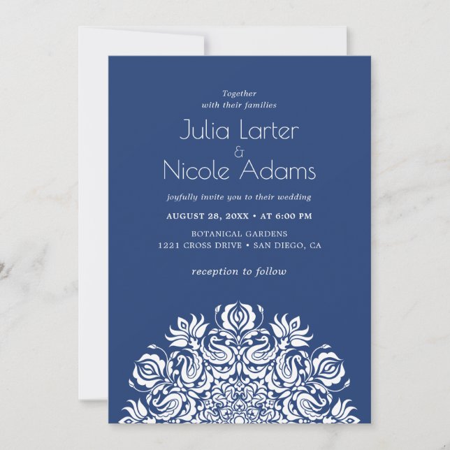Whispers Lake Swan Lotus Flowers Mandala Wedding Inbjudningar (Framsida)