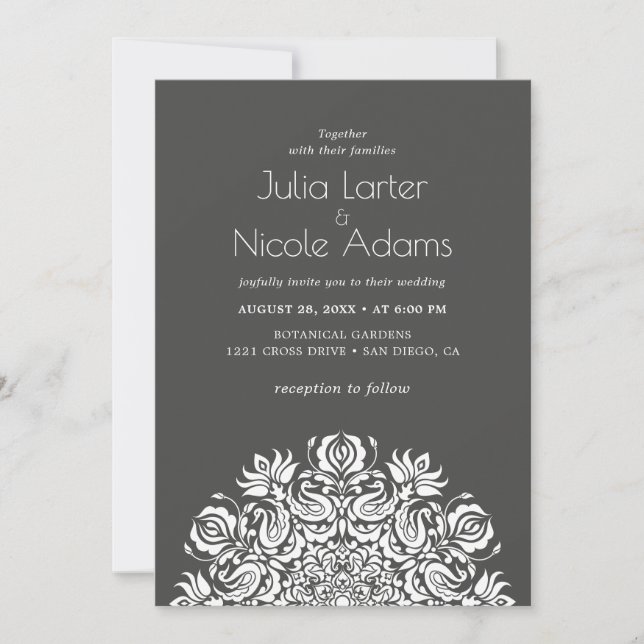 Whispers Lake Swan Lotus Flowers Mandala Wedding Inbjudningar (Framsida)