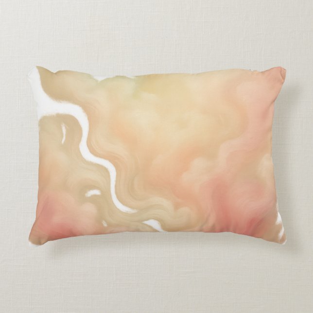 Whispers of Dawn Abstract Flow in Peach and Gold Prydnadskudde (Framsidan)