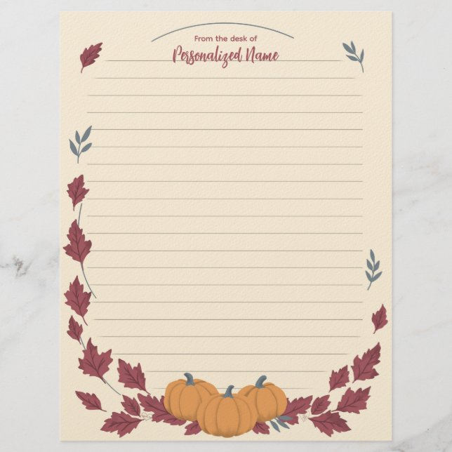 Whispers Of Fall Lined Letterhead Brevhuvud (Framsida)