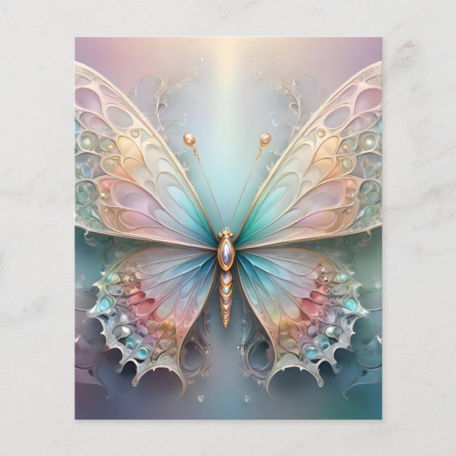 Whispers of Färg: Pastel Fractal Butterfly Dream Flygblad (Framsidan)