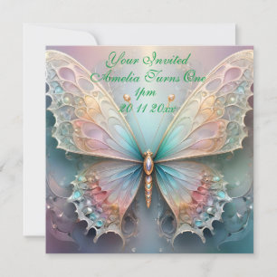 Whispers of Färg: Pastel Fractal Butterfly Dream Inbjudningar