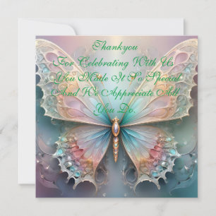 Whispers of Färg: Pastel Fractal Butterfly Dream Tack Kort