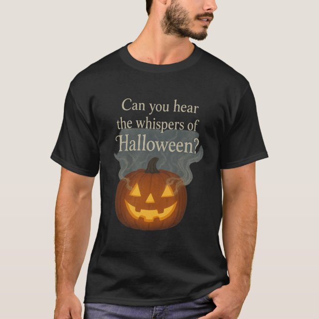 Whispers of Halloween Glowing Pumpkin Art T Shirt (Framsida)