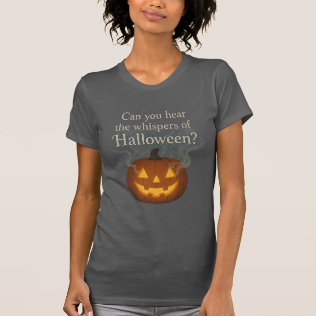 Whispers of Halloween Glowing Pumpkin Art T Shirt (Framsida)