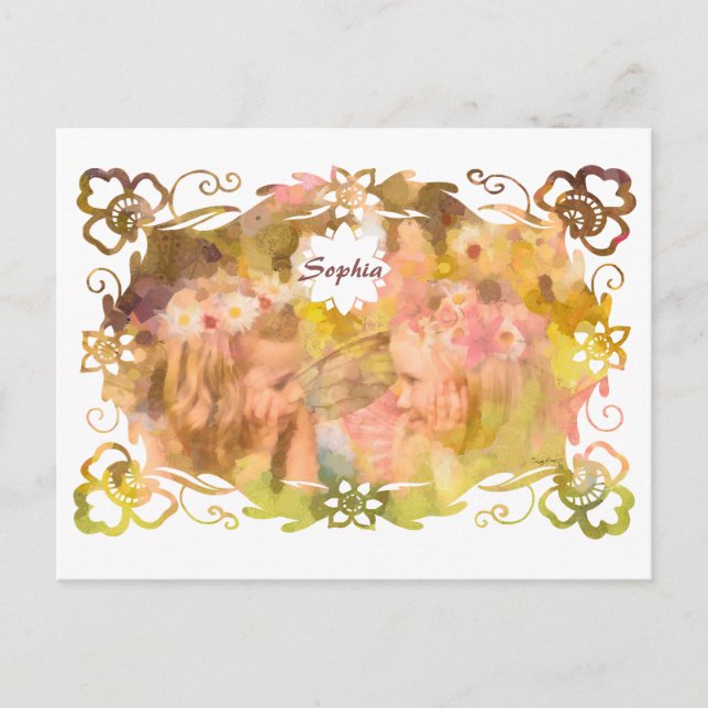 Whispers of Magic: Two Fairy Friends in a Garden Vykort (Framsida)