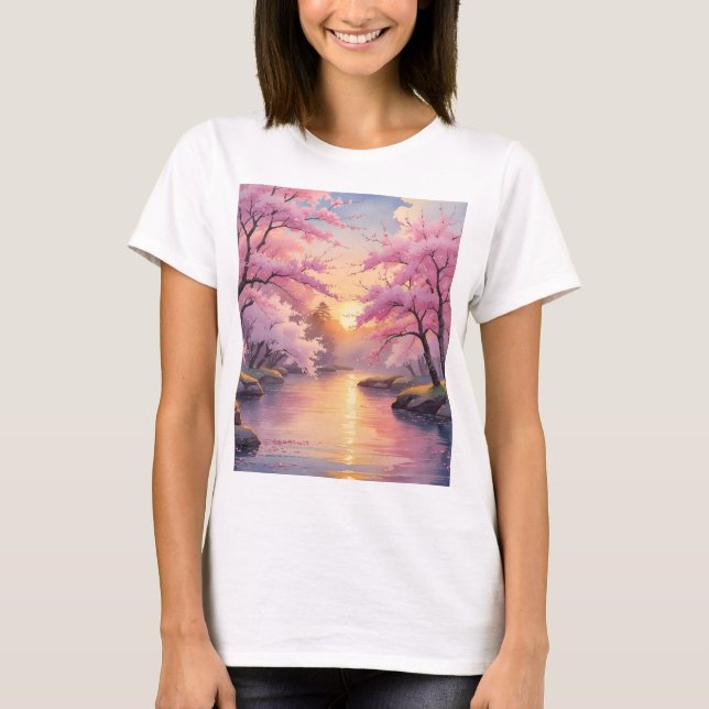 Whispers of Sakura at Sunset T Shirt (Framsida)