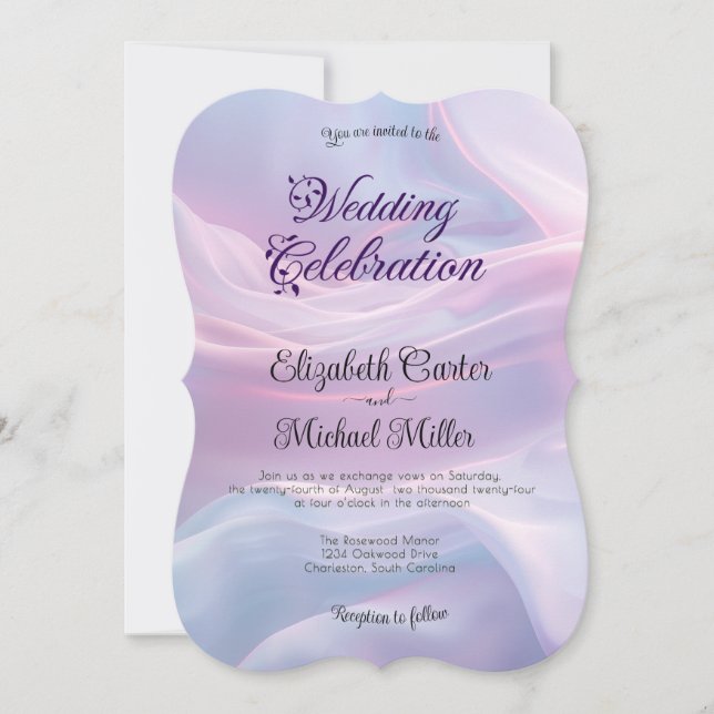 Whispers of Silke: Dreamy Pastel Vinkarare Rosa Bl Inbjudningar (Framsida)