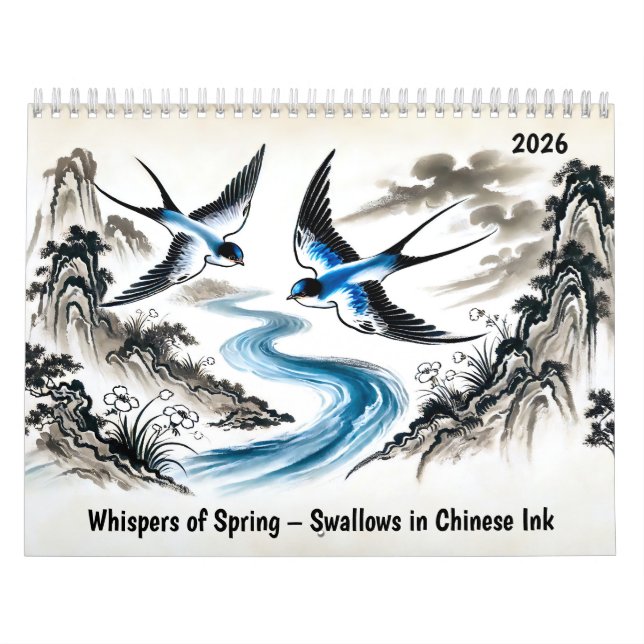 Whispers of Spring – Swallows in Chinese Ink Kalender (Omslag)