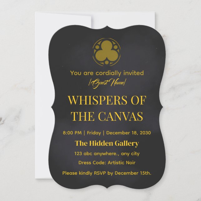 Whispers of the Canvas | Elegant Art Exhibition Inbjudningar (Framsida)