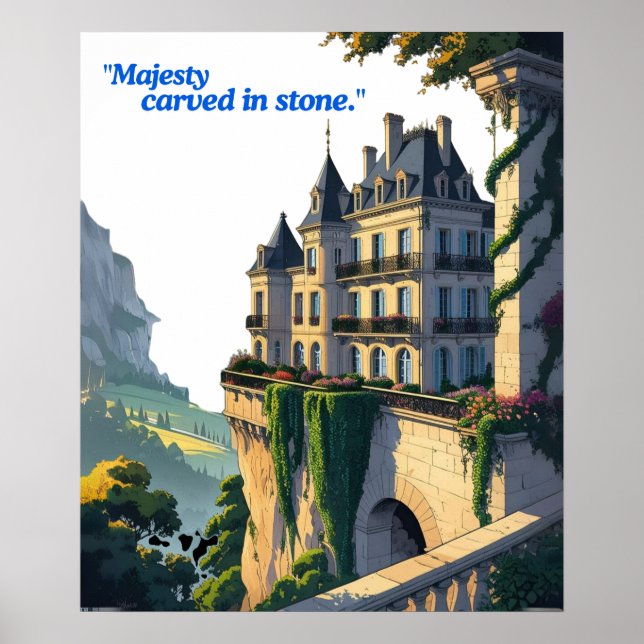 "Whispers of the Château – Elegant Palace Line Art Poster (Framsidan)