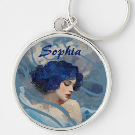 Whispers of the Ocean Goddess Rund Silverfärgad Nyckelring