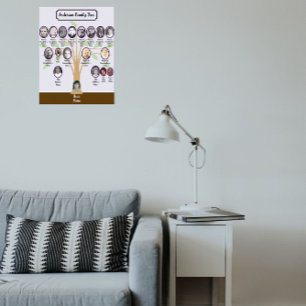 Whispey Leaf Familjeträd Oval Fotos Styvförälder Poster