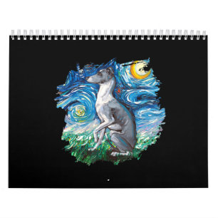 Whistecken italiensk Greyhound Starry Nght Hund Ar Kalender
