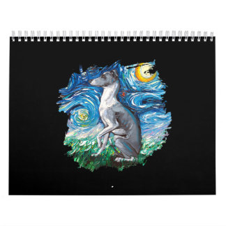Whistecken italiensk Greyhound Starry Nght Hund Ar Kalender