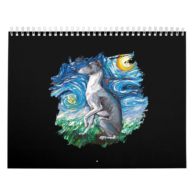 Whistecken italiensk Greyhound Starry Nght Hund Ar Kalender (Omslag)