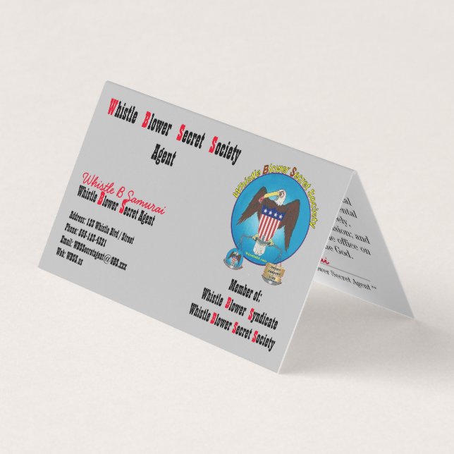 Whistle Blower Secret Service viker Buss. Kort (Framsida)