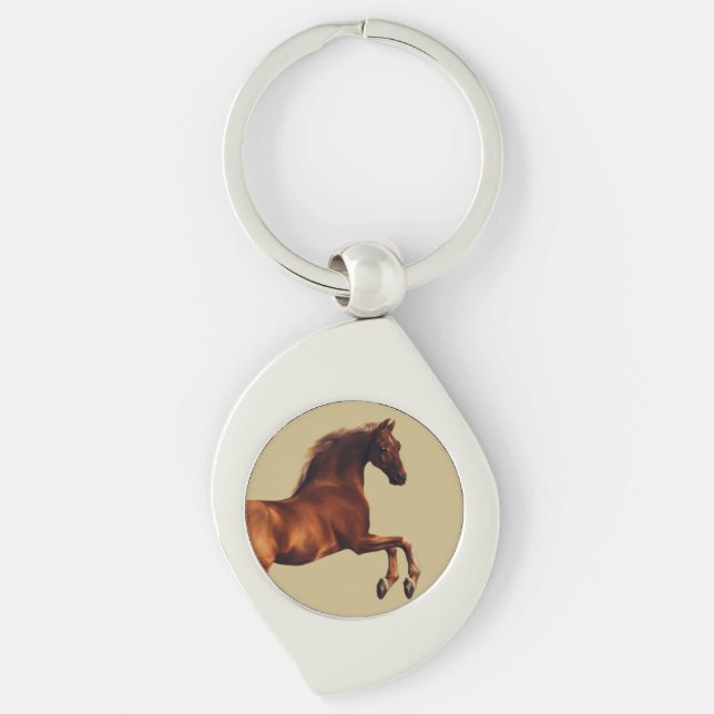 Whistlejacket-hästen av George Stubbs Swirl Silverfärgad Nyckelring (Framsidan)
