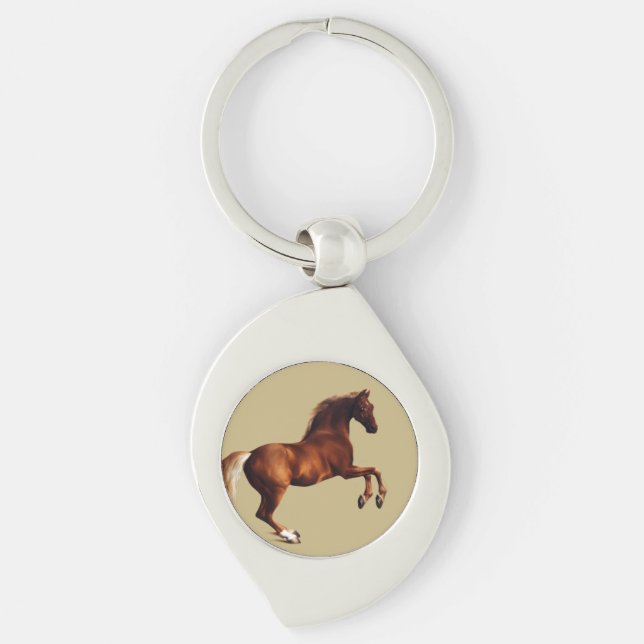 Whistlejacket-hästen av George Stubbs Swirl Silverfärgad Nyckelring (Framsidan)