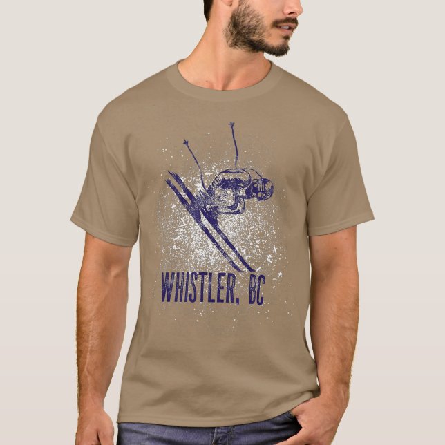 Whistler BC Canada Downhill Skiing Village Ski T Shirt (Framsida)